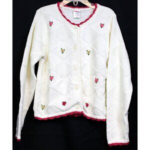 NWT 2005 Gymboree Tyrolean Lure White Cardigan Sweater sz 6 7 12 Girls Flower